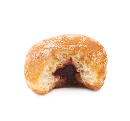 Jam filled doughnut isolated