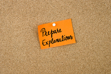 Prepare Explanations written on orange paper note