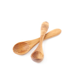 Wooden serving spoon isolated