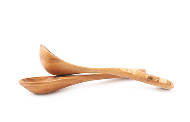 Wooden serving spoon isolated