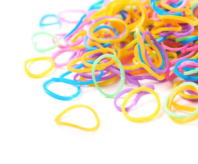 Pile of multiple loom bands isolated