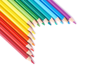 Multiple colorful color pencils composition