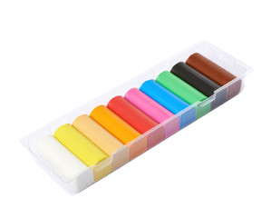 Sticks of colorful plasticine isolated