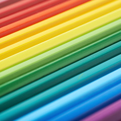 Multiple colorful color pencils composition