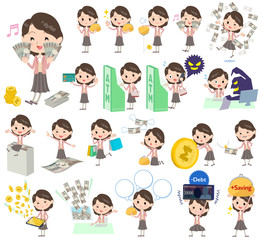 Pink jacket Middle woman money