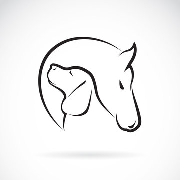 Vector of horse and dog on white background. Animals.