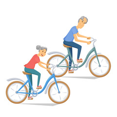 Seniors bicycling together
