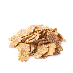 Pile of wholegrain cereal flakes isolated