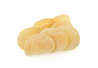 potato chips on white background