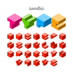 Fototapeta premium Isometric 3d font, three-dimensional alphabet.