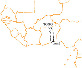 Togo hand-drawn sketch map