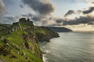 Beautiful evening sunset landscape image of Valley of The Rocks