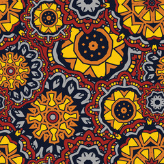 Vector seamless pattern with decorative elements. Geometric colorful pattern for printing