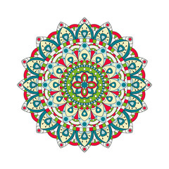 Round mandalas in vector. Graphic template for your design. Decorative retro ornament. Hand drawn background with flowers.