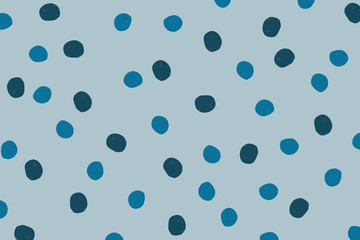 Fototapeta na wymiar Hand drawn circle, polka dots in blue shade