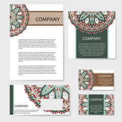 Vector template business card. Geometric background. Card or invitation collection. Islam, Arabic, Indian, ottoman motifs.