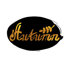 Inscription - Autumn. Lettering design. Handwritten typography.