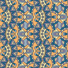 Mandala texture in bright colors. Abstract vector background. Seamless pattern on indian style.