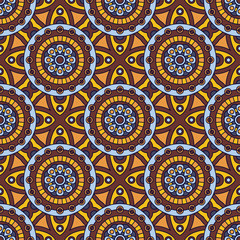 Vector seamless pattern with decorative elements. Geometric colorful pattern for printing