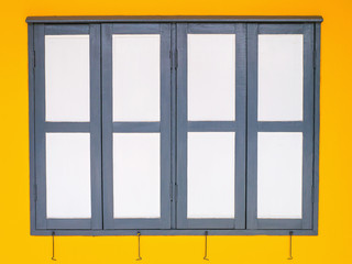 White window with yellow line