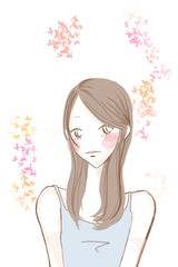 女性と蝶 / ナチュラル系女性イメージ