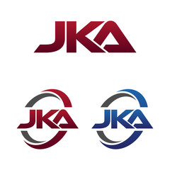 Modern 3 Letters Initial logo Vector Swoosh Red Blue jka