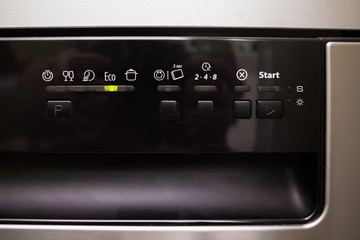 Dishwasher control panel with eco mode on