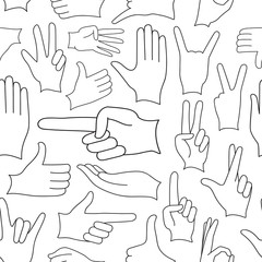 Fototapeta premium Hand signs icons set pattern