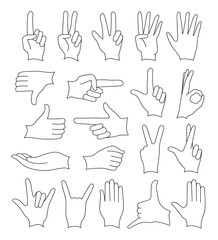 Hand signs icons set