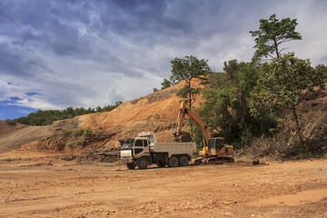 Deforestation: Excavators destroy rainforest to make way for oil palm plantations © Richard Carey