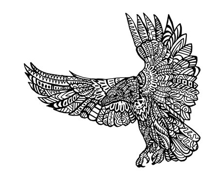 Ethnic Animal Doodle Detail Pattern - Eagle Zentangle Illustration