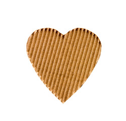 the symbol of a heart cut from corrugated cardboard isolated on white background. the concept of love, Valentine's day