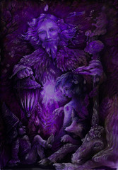 fairy guardian in night bringing light and fire of life