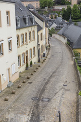 Fototapeta na wymiar Narrow medieval street in beautiful town Luxembourg,
