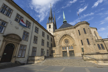 Fototapeta na wymiar Notre-dame Cathedral, Luxembourg Is The Roman Catholic Cathedral.