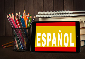 Learn spanish online. Education concept
