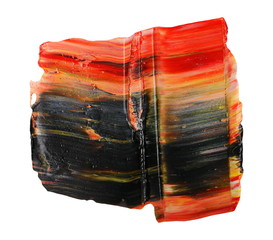  grunge red and black brush strokes oil paint isolated on white background