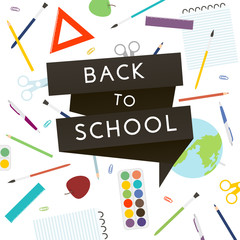 Back to School with school supplies. Vector illustration