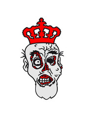 face head king prince albert scepter crown nasty disgusting monster horror halloween zombie design