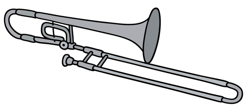 Trombone / Hand drawing, vector illustration