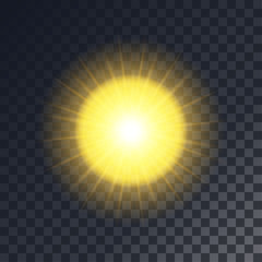 Vector yellow sun with rays