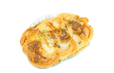 sausage bread on white background