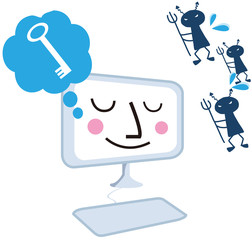 キーロック保護されたパソコン / パソコン・インターネットのセキュリティ