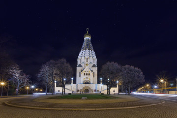 Russische Gedächtniskirche Leipzig bei Nacht