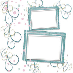 Old vintage paper frame with curls for holiday invitations