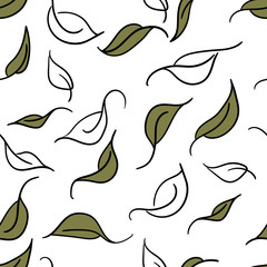 Floral seamless pattern with graphic leaves