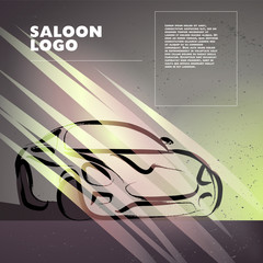 Vector car sketch isolated. Hand drawn car body. Auto advertising, poster, placard, business card, leaflet. Ink drawing.
