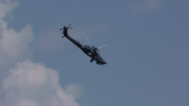 Russian military helicopter Mi-28N aerial