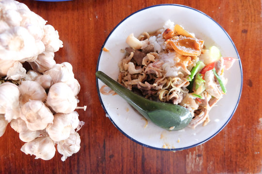 Thai style food on rice