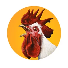 Foto op Plexiglas Handcrafted rooster portrait © artkamalov